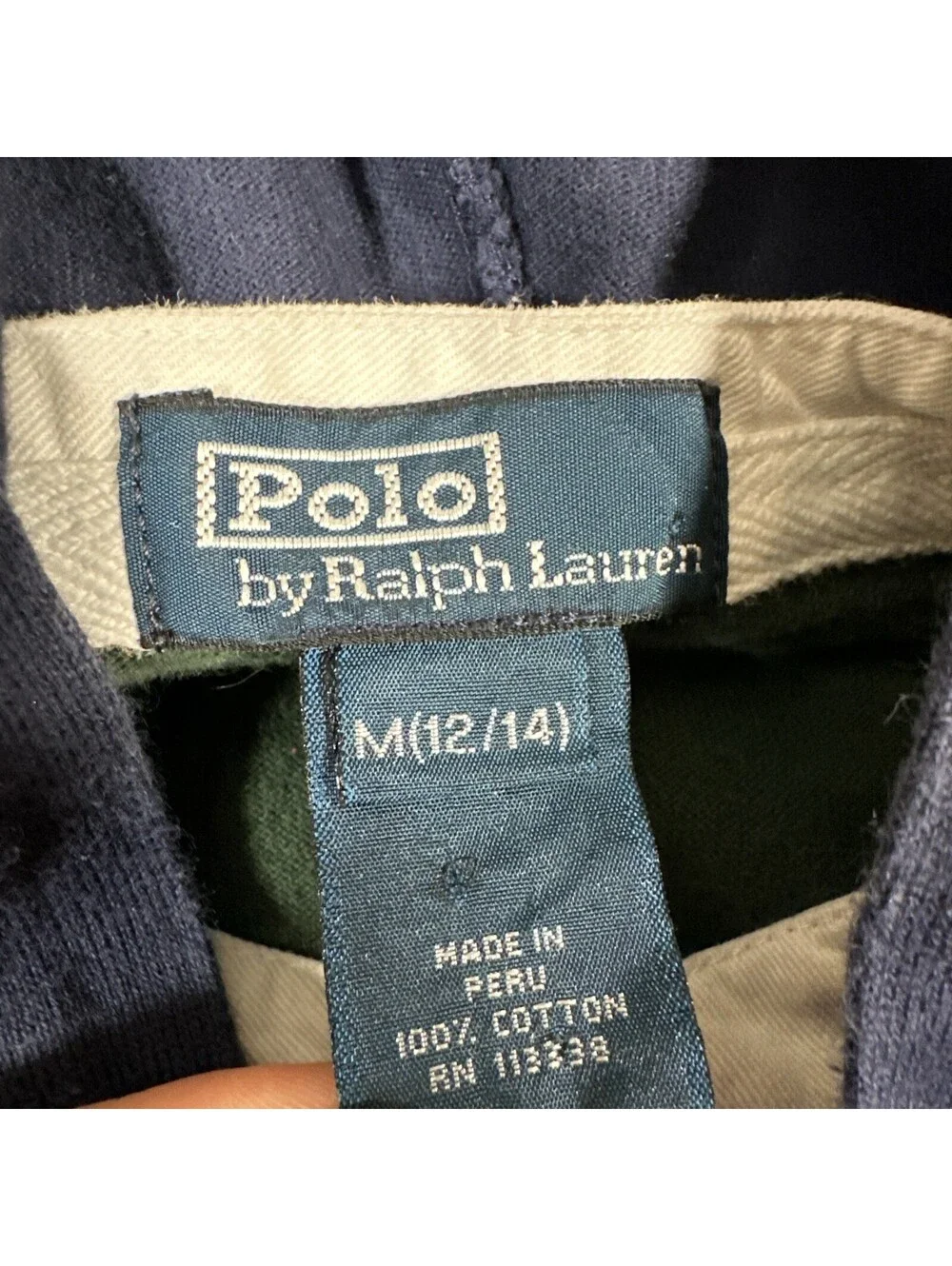 Polo Ralph Lauren Hoodie Youth Medium Rugby Long Sleeve Pullover Crest Green